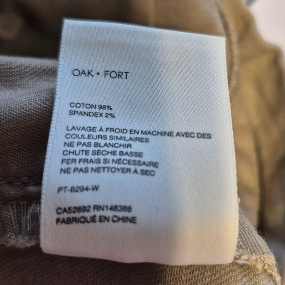 Oak & Fort Twill Wide Leg Pants in Trench Coat Colour Size Medium - Picture 9 of 9